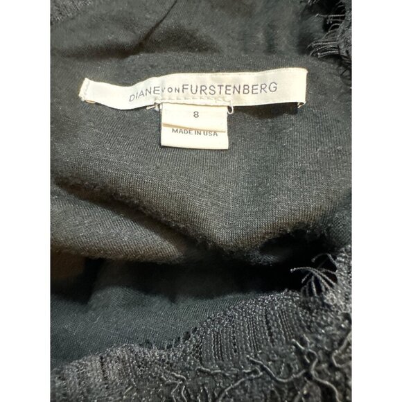 Diane Von Furstenberg Zarita Black Lace Back Zipper Dress Size 8 - Picture 3 of 3